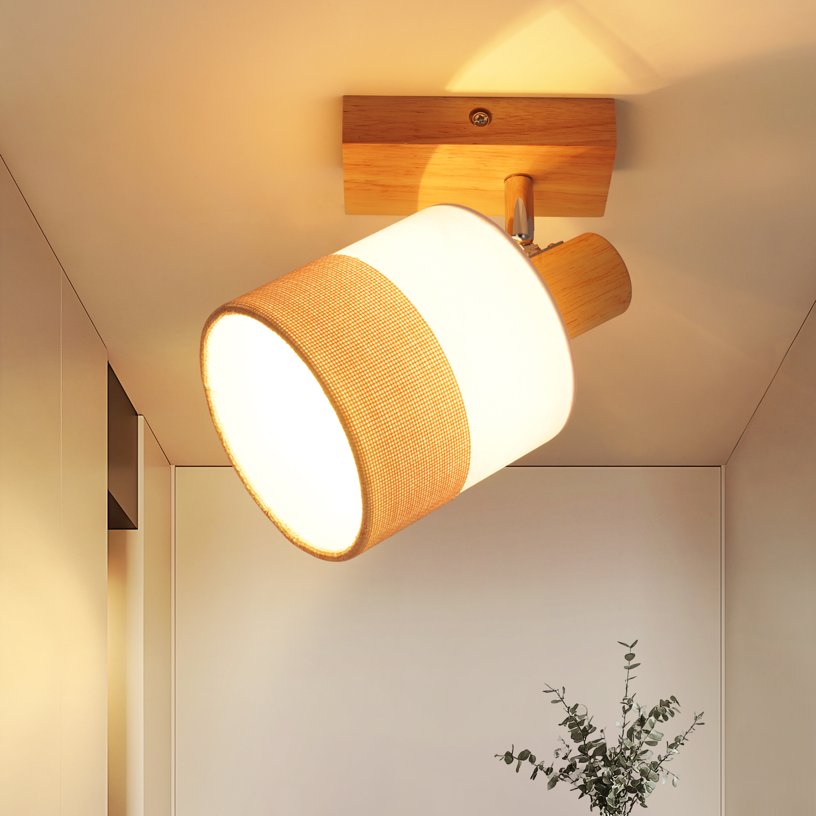 NETTLIFE LED loftspotlight med 1 flamme - træloftslampe E14 vintage loftslampe justerbar 350° retro