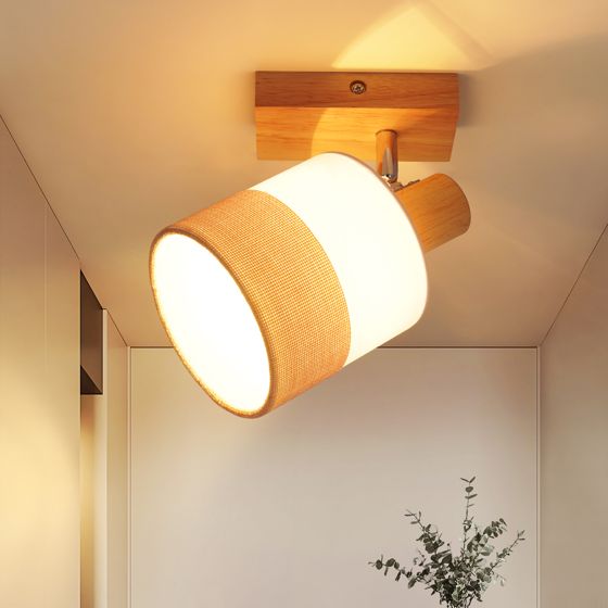 NETTLIFE LED loftspotlight med 1 flamme - træloftslampe E14 vintage loftslampe justerbar 350° retro