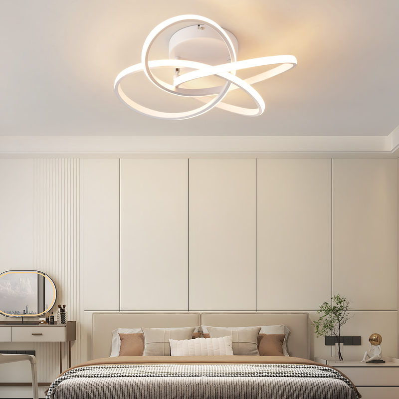 NETTLIFE LED loftlampe til soveværelse - 28W, 3000K, varm hvid, entrelampe, moderne køkkenlampe, firbladet blomst
