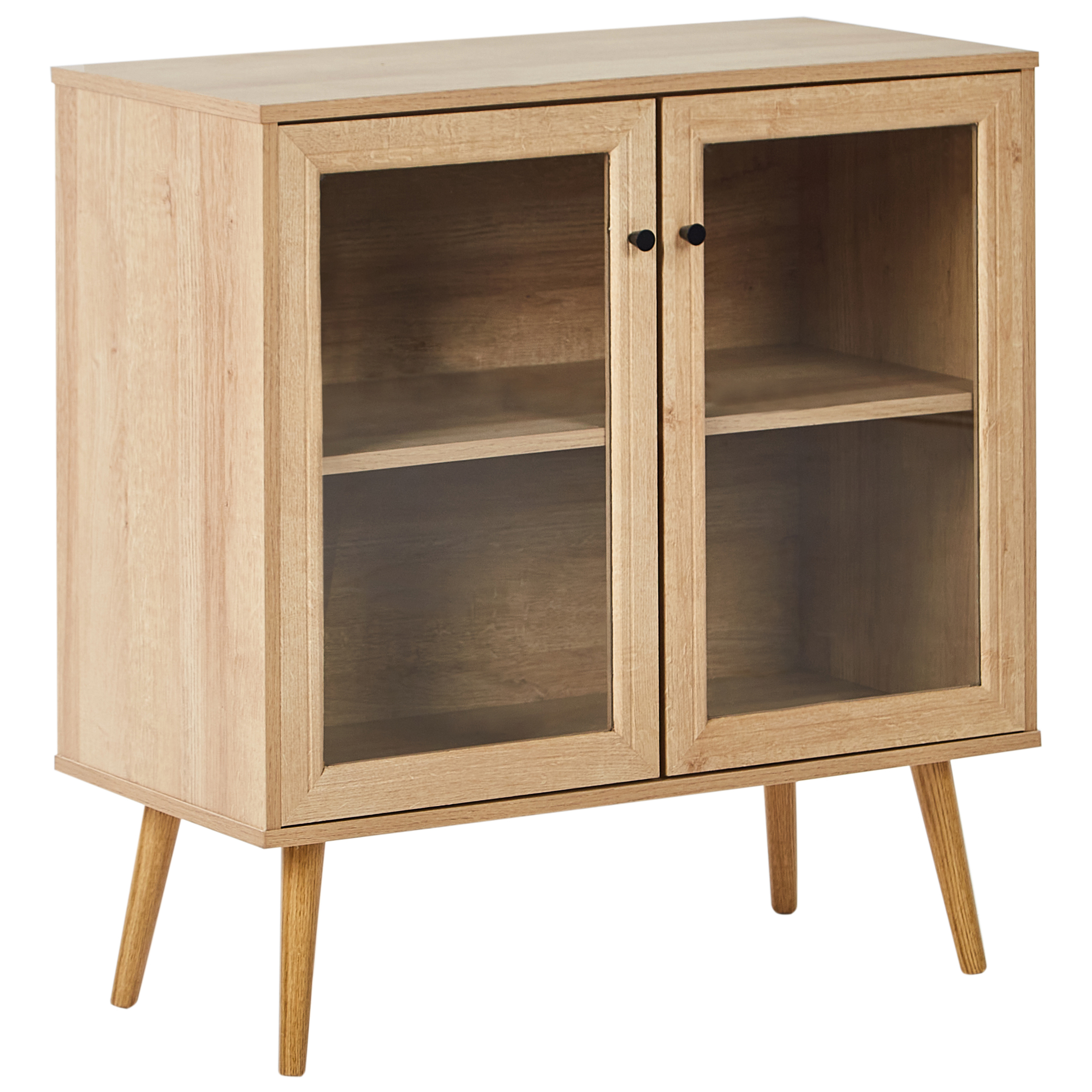 Glas vitrine skænk ALBANY 80 cm Lysebrun