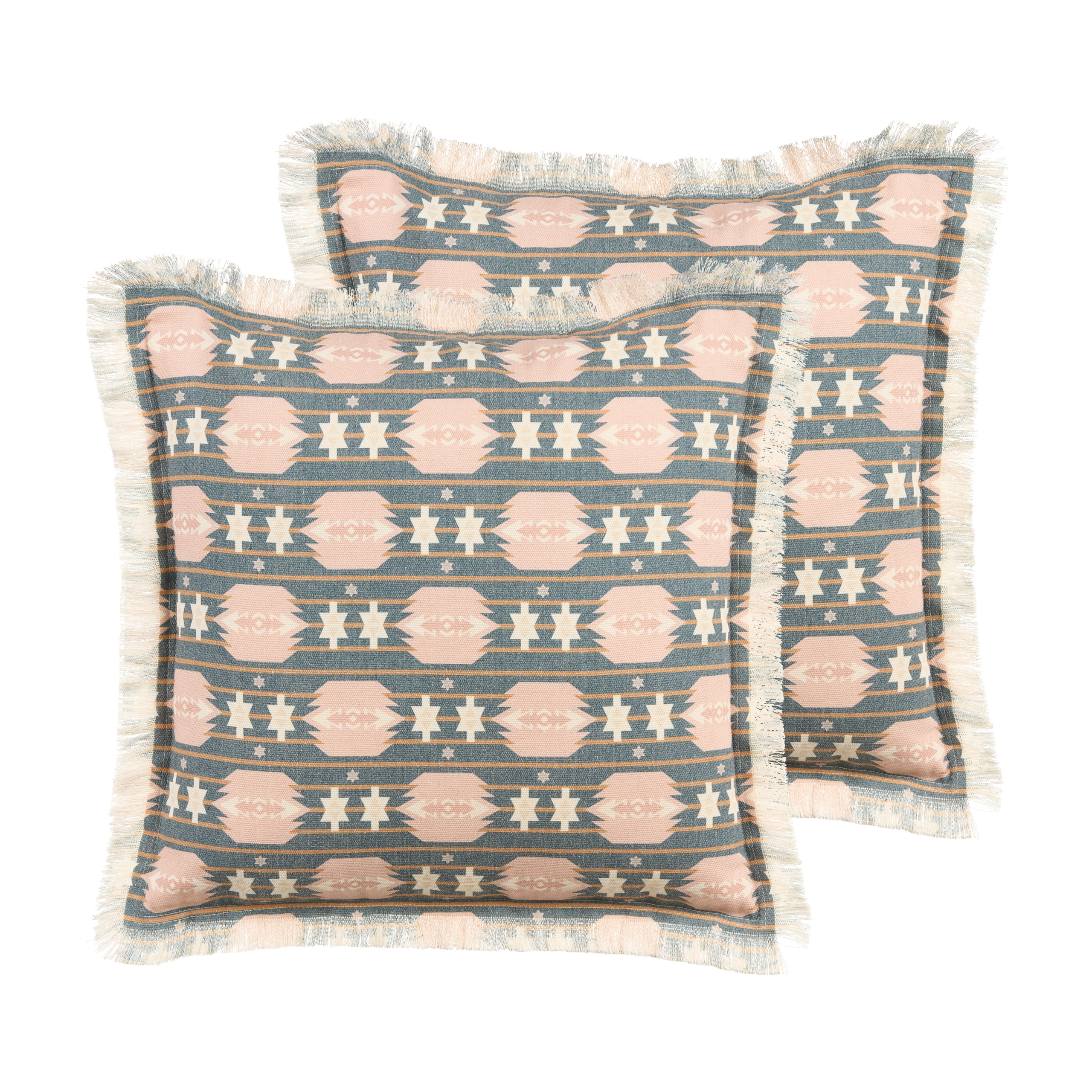 Sæt af 2 pyntepuder DIANTHUS 60 x 60 cm Multifarvet Geometrisk mønster