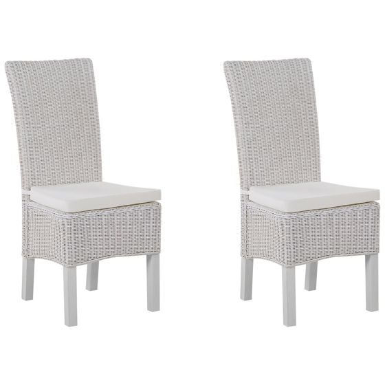 Sæt med 2 spisebordsstole ANDES Rattan Hvid