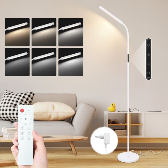 NETTLIFE LED - gulvlampe til stuen, dæmpbar, hvid gulvlampe, 11 W, 360° drejelig, sofa