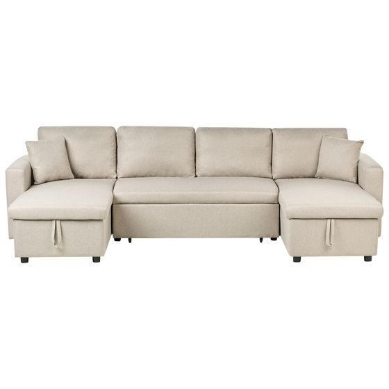 U-formet sovesofa 5 personers SOMMEN med opbevaring Beige