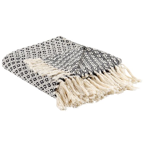 Plaid CHYAMA Bomuld 125 x 150 cm Sort/beige