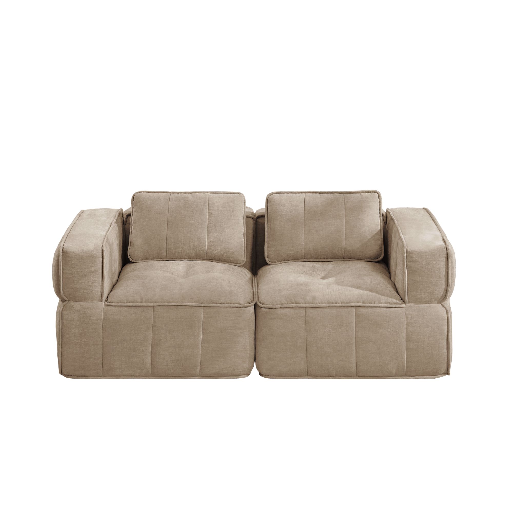 2-personers sofa, minimalistisk, polyester-sandfarvet
