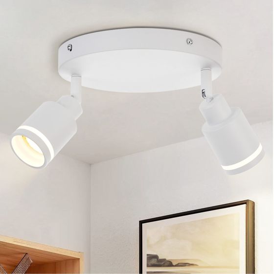 NETTLIFE moderne loftspotlight med 2 justerbare GU10-pærer i hvidt metal