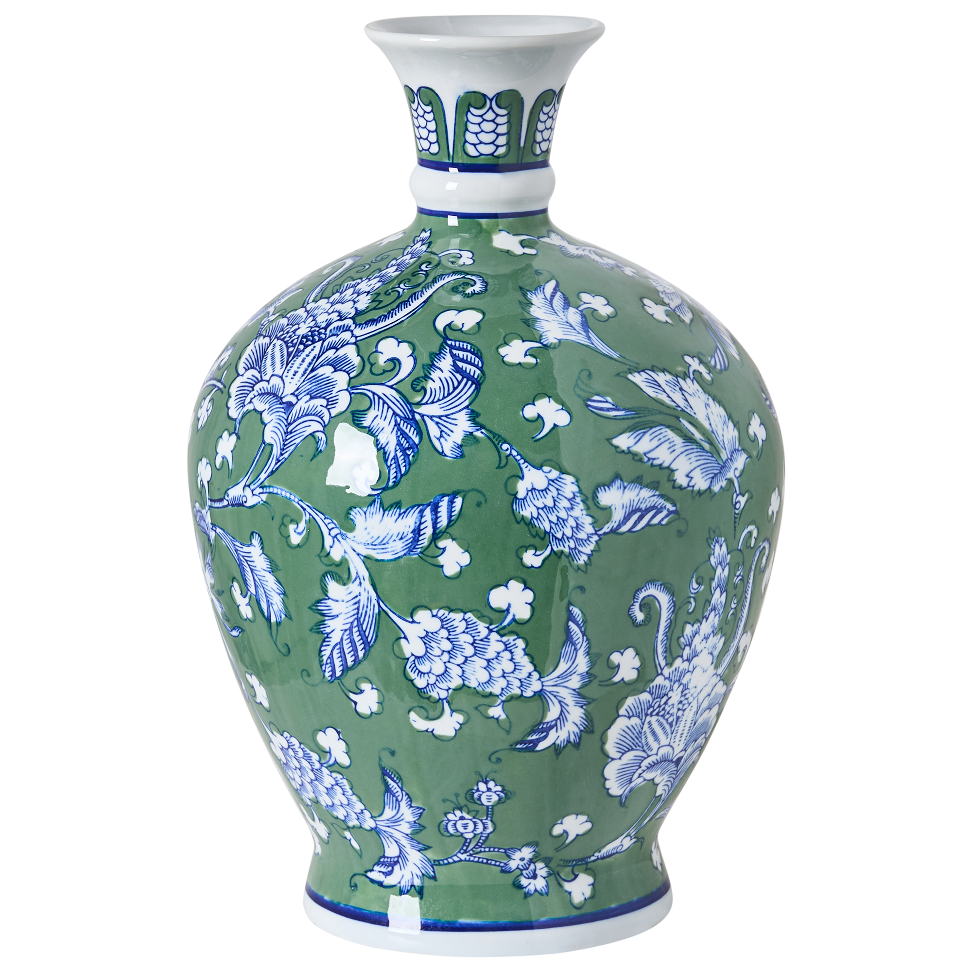 Blomstervase VALLADOLID 36 cm Porcelæn Grøn