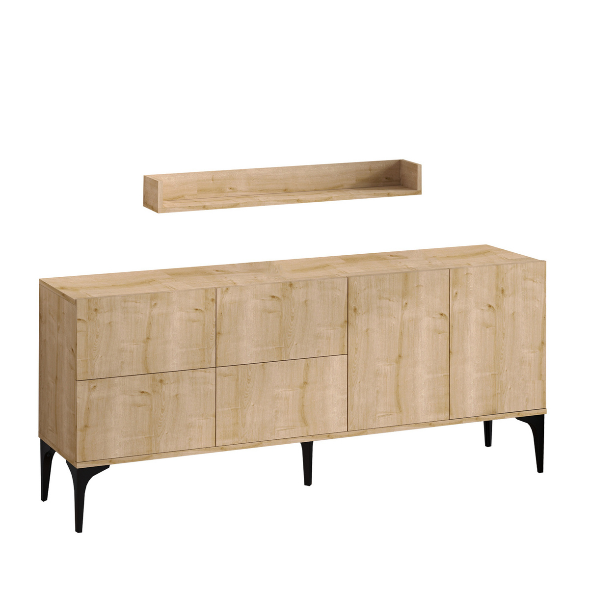 Norda Design Moderne konsolbord med væghylde, 180x55x40 cm | 100% melaminbelagt | stilfuldt og funktionelt