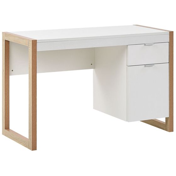 Skrivebord JOHNSON 112 cm 50 cm med opbevaring Brun/hvid