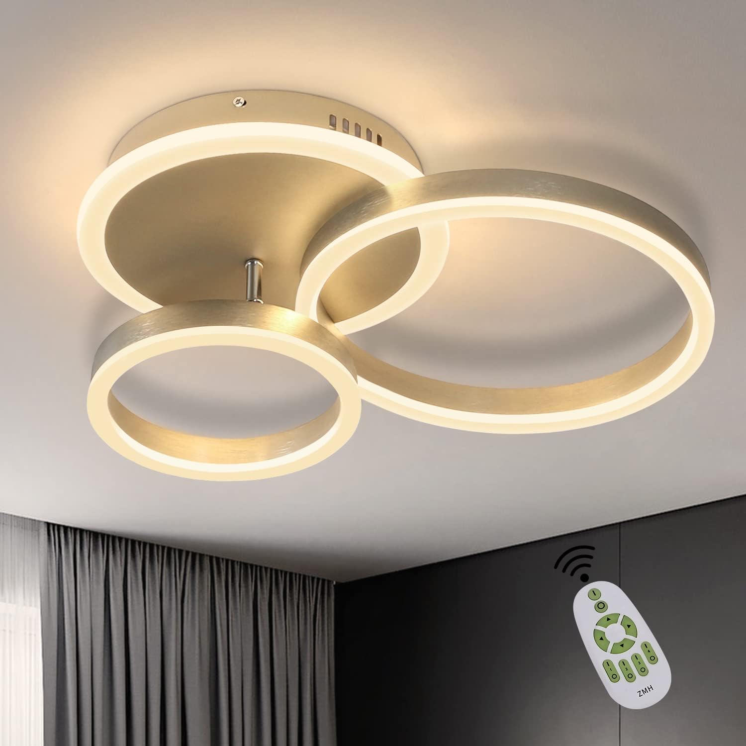 NETTLIFE Dæmpbar LED-loftlampe med ringdesign og fjernbetjening, moderne, 46W