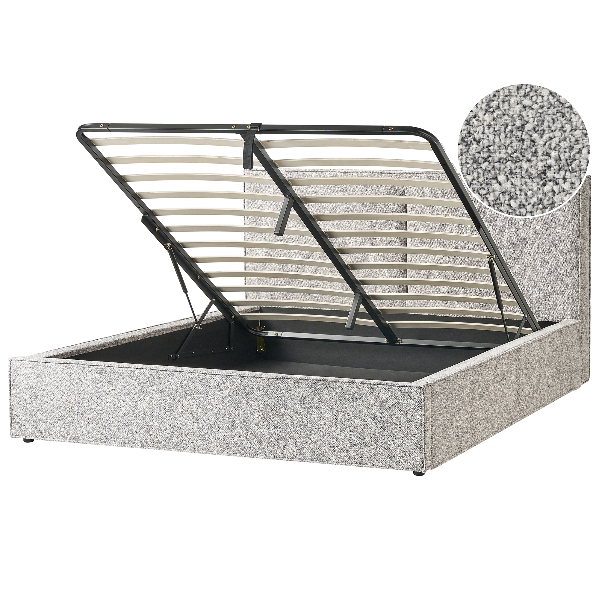 Seng med opbevaring MOISSAC Velourstrik Sort/hvid 180 x 200 cm