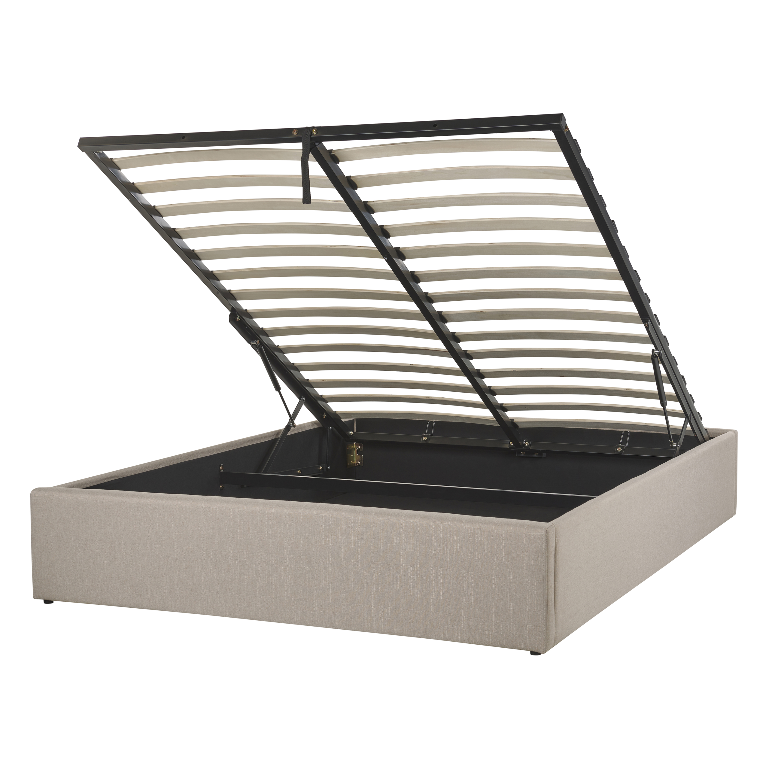 Seng med opbevaring uden gavl DINAN Lysebrun 140 x 200 cm