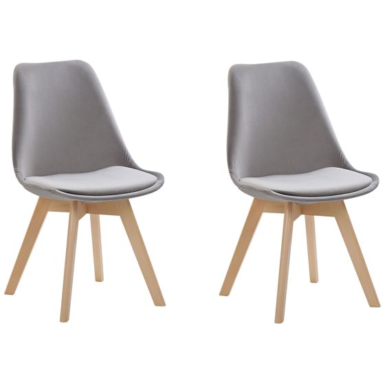 Sæt med 2 spisebordsstole DAKOTA II Velour Grå