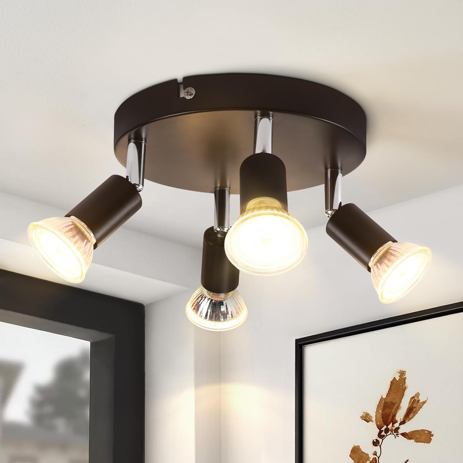 NETTLIFE 4 sorte drejelige loftspotlights GU10 metal moderne lampe til stue, køkken, entré og spisestue