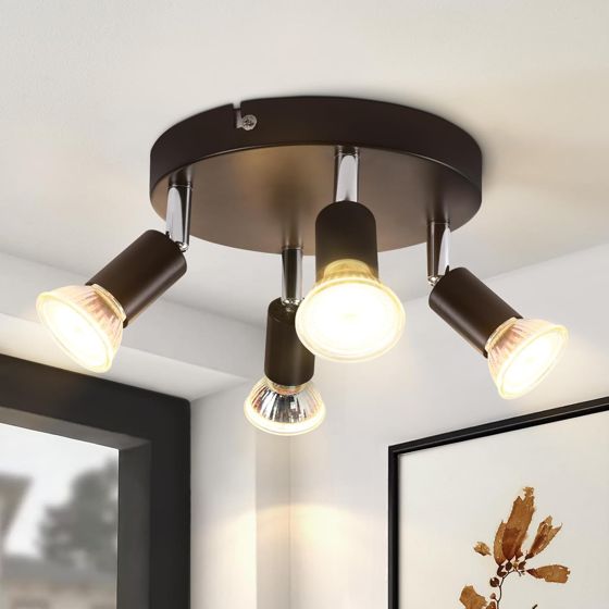 NETTLIFE 4 sorte drejelige loftspotlights GU10 metal moderne lampe til stue, køkken, entré og spisestue