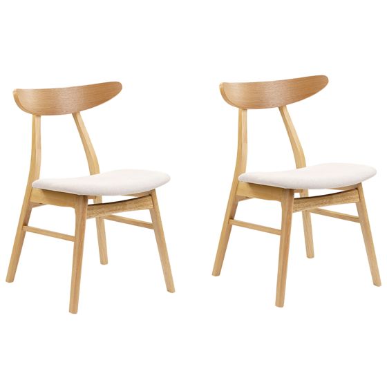 Sæt med 2 spisebordsstole LYNN Træ Lysebrun/beige