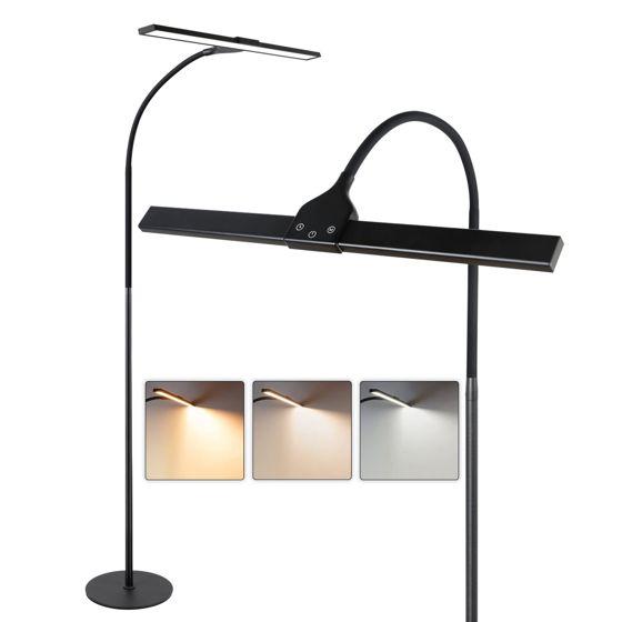 NETTLIFE LED - gulvlampe til stuen, dæmpbar, sort læselampe - moderne stue, 10 W