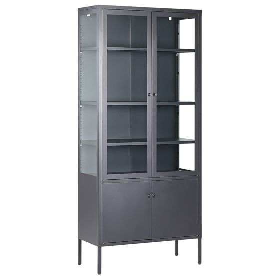Glas vitrineskab OXTED 80 cm Metal Sort