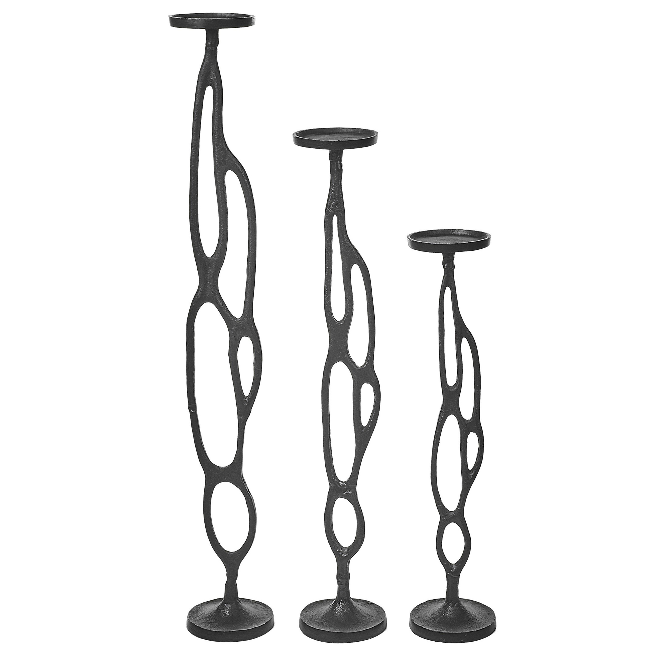 Sæt af 3 lysestager BUNI 54/68/84 cm Metal Sort