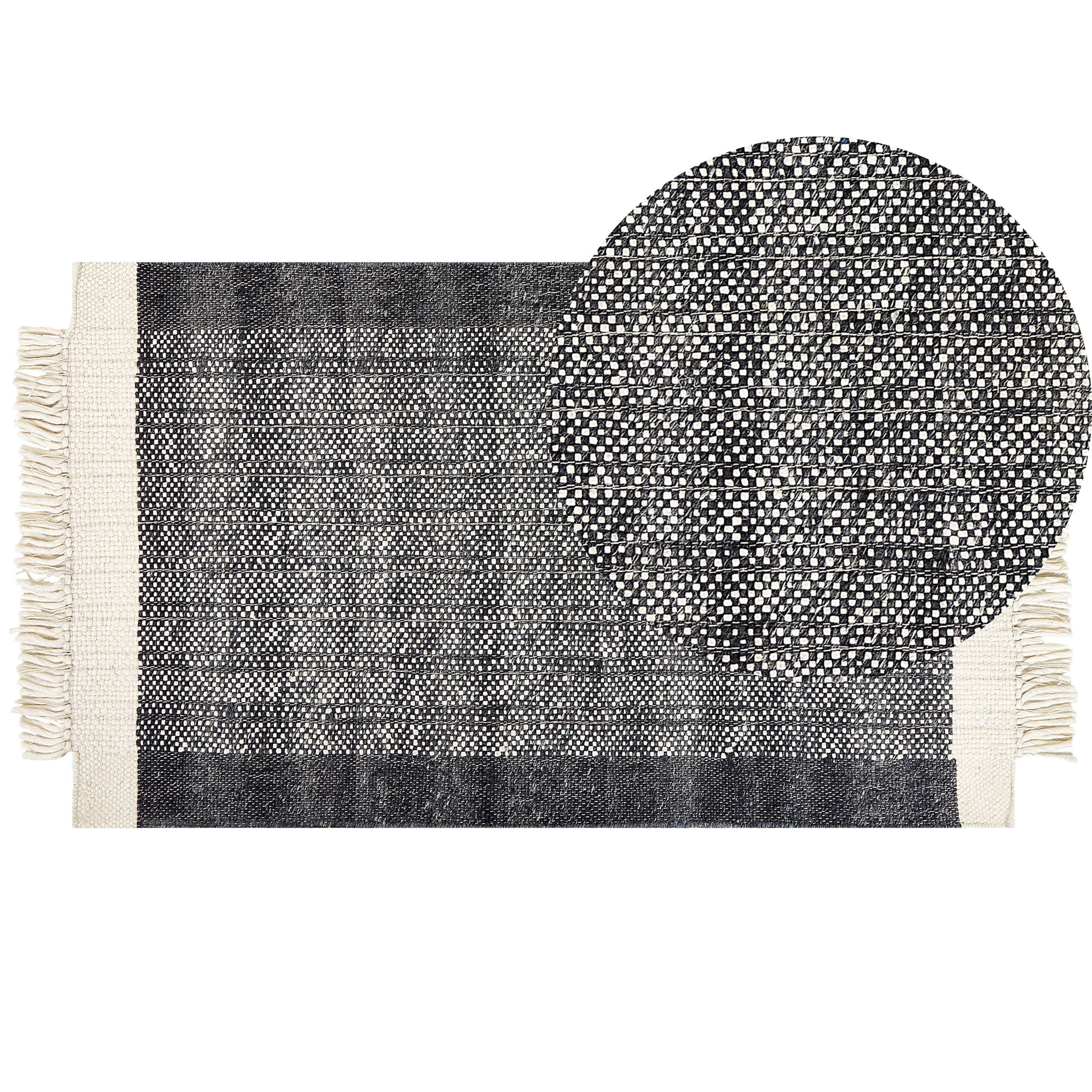 Gulvtæppe ATLANTI Sort 80 x 150 cm Uld