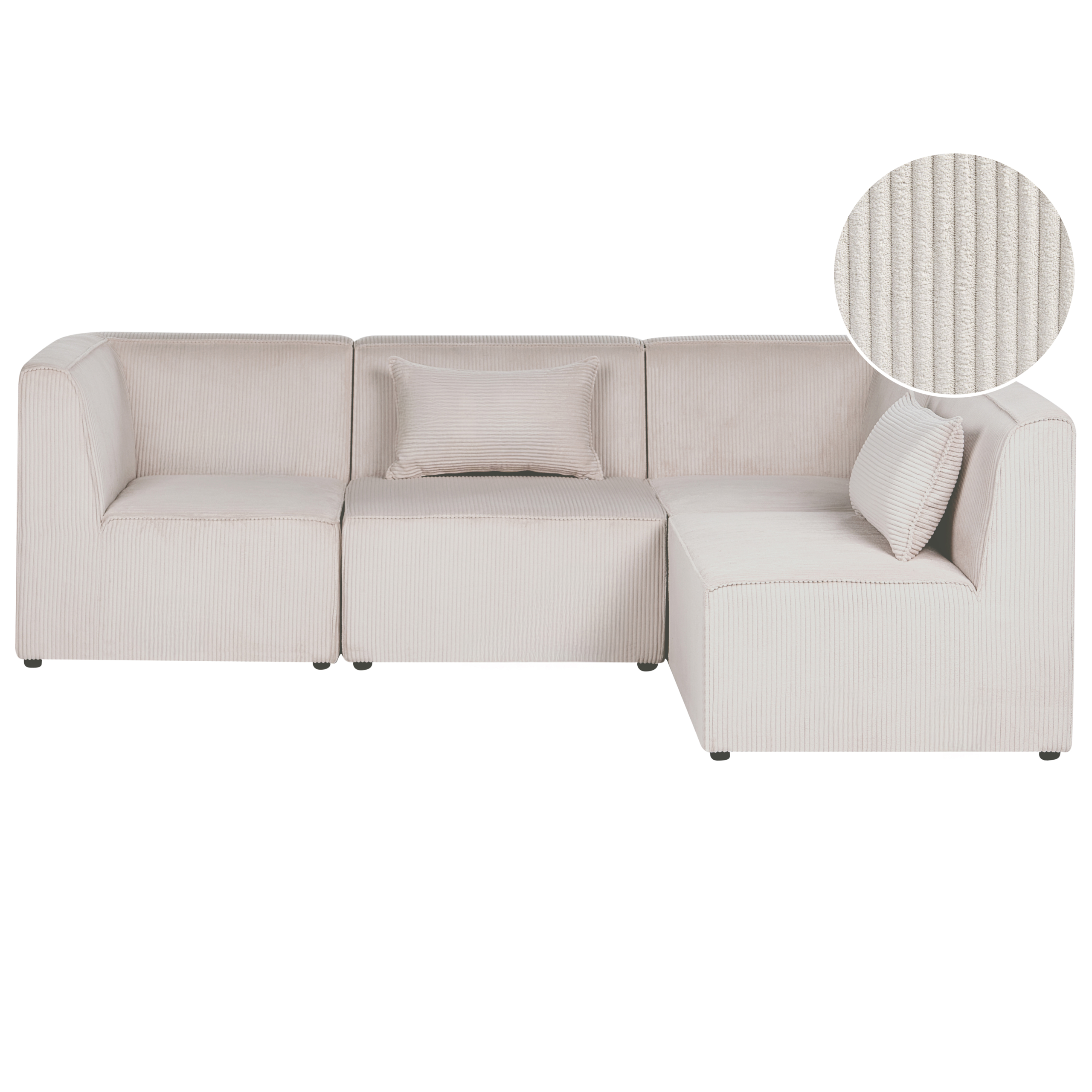 Hjørnesofa modul 4 personers LEMVIG Fløjl Beige Venstrevendt