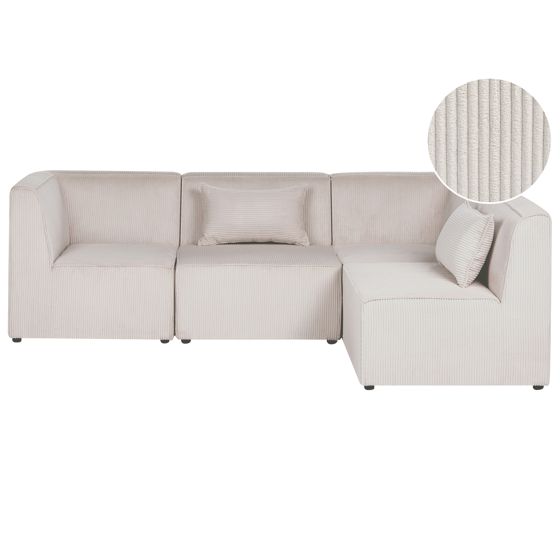 Hjørnesofa modul 4 personers LEMVIG Fløjl Beige Venstrevendt