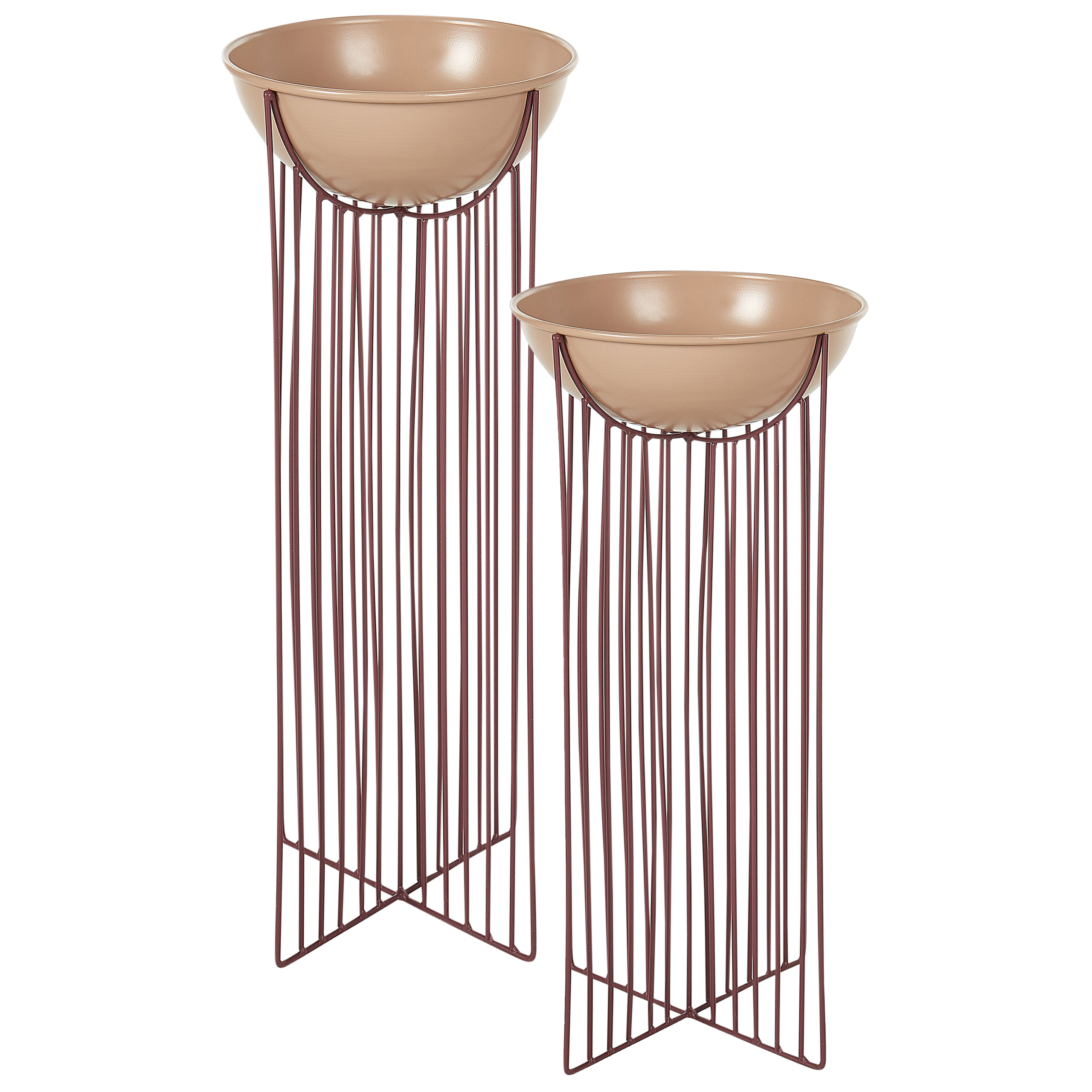 Sæt af 2 forhøjede plantekrukker FICARIA 22 cm Metal Lyserød