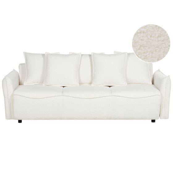 Sovesofa 3 personers KRAMA med opbevaring Boucle Hvid