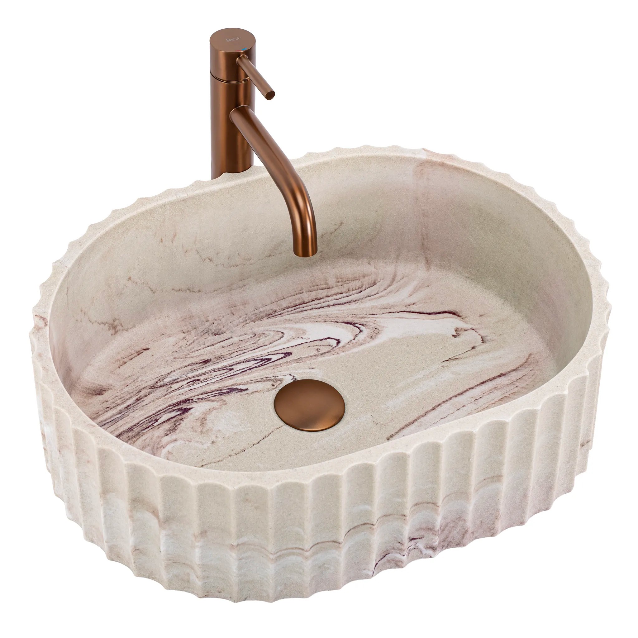 REA bordmonteret håndvask Margaret Gio Beige/Stenimitation, 49,5x35,5x15,5cm