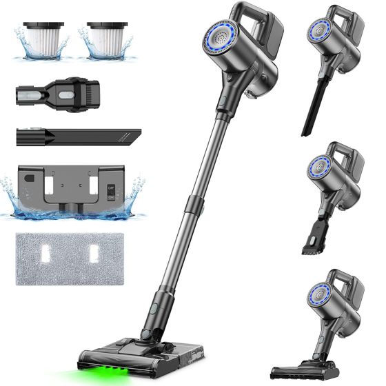 NETTLIFE 500W/40000Pa ledningsfri stavstøvsuger med fejefunktion, 40 minutters driftstid