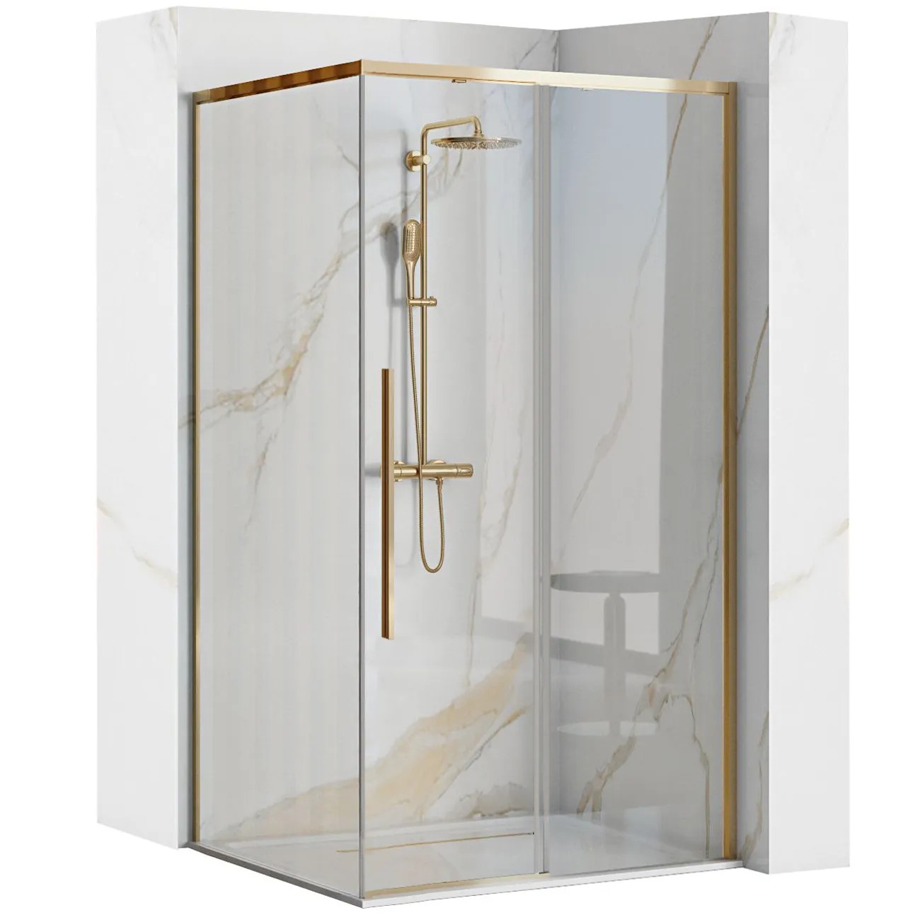 REA brusekabine SOLAR 90x90 Guld, 90x90x195cm