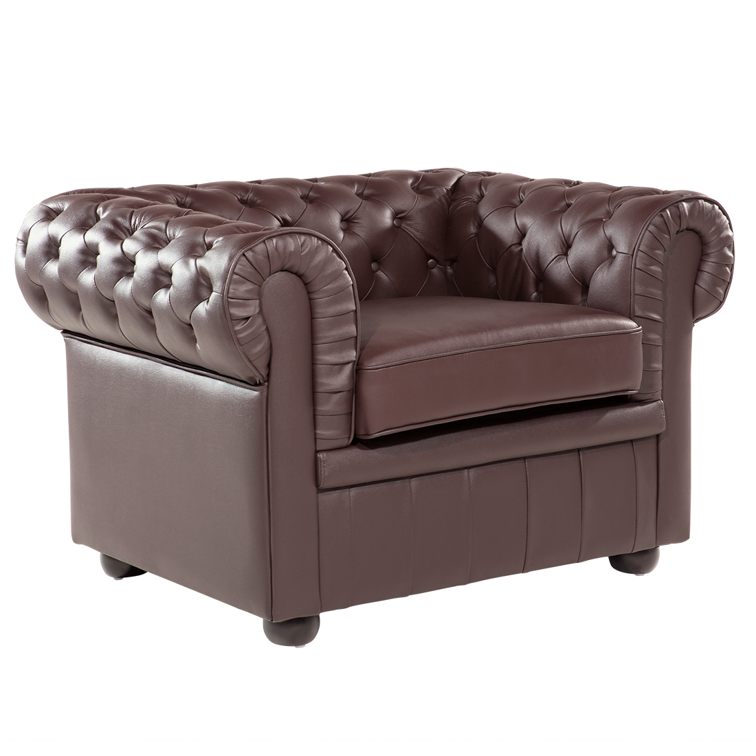 Lænestol CHESTERFIELD Ægte læder Brun