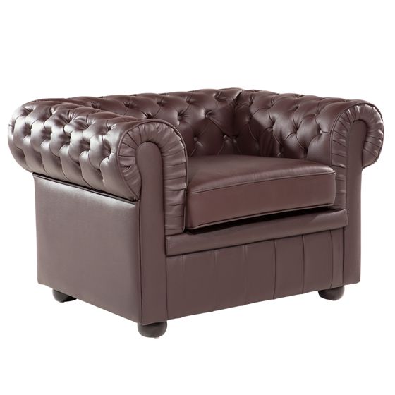 Lænestol CHESTERFIELD Ægte læder Brun