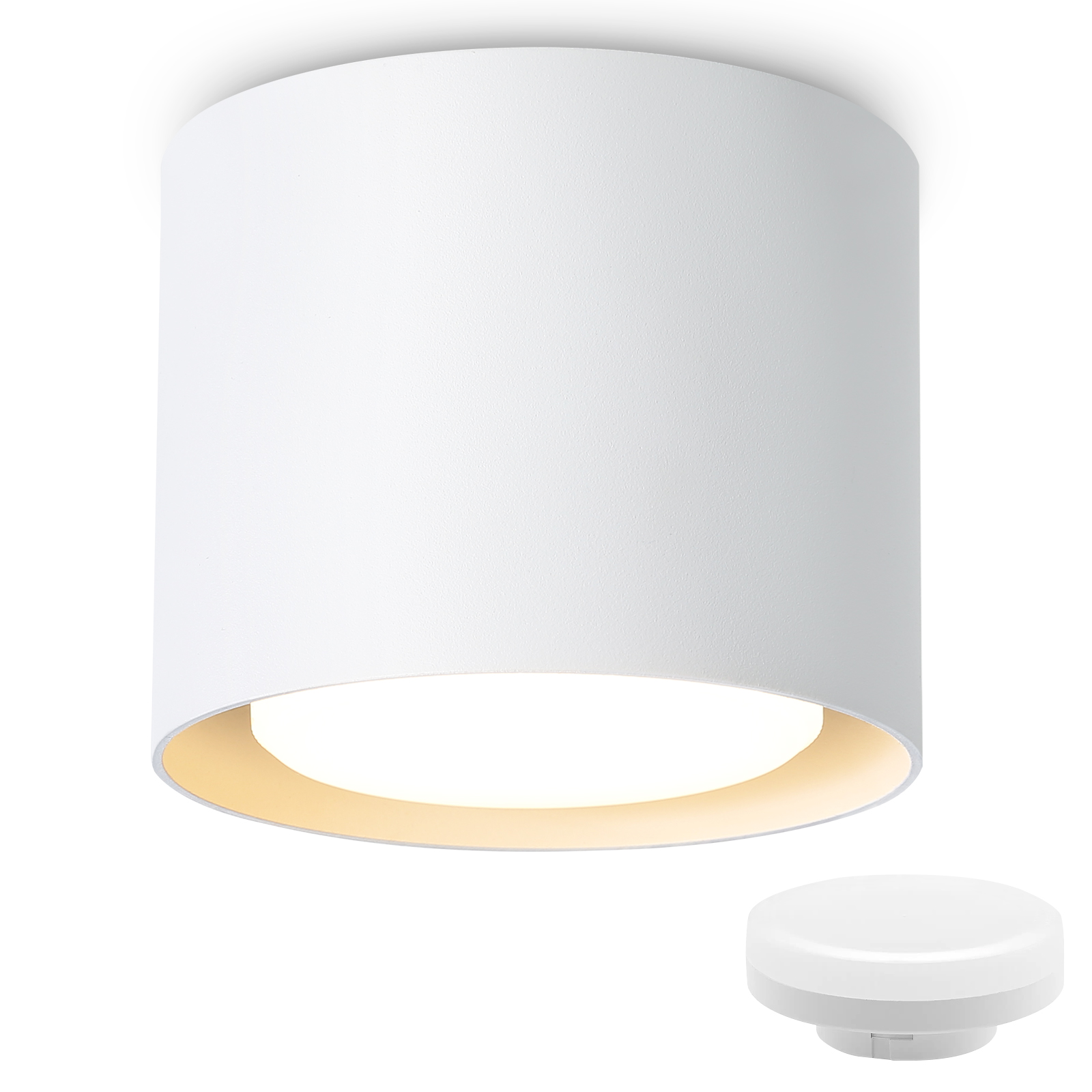 NETTLIFE Hvid LED loftspotlight: Rund påbygningsmonteret loftslampe, 230V aluminium, GX53 5W 3000K pære, til soveværelse, entré