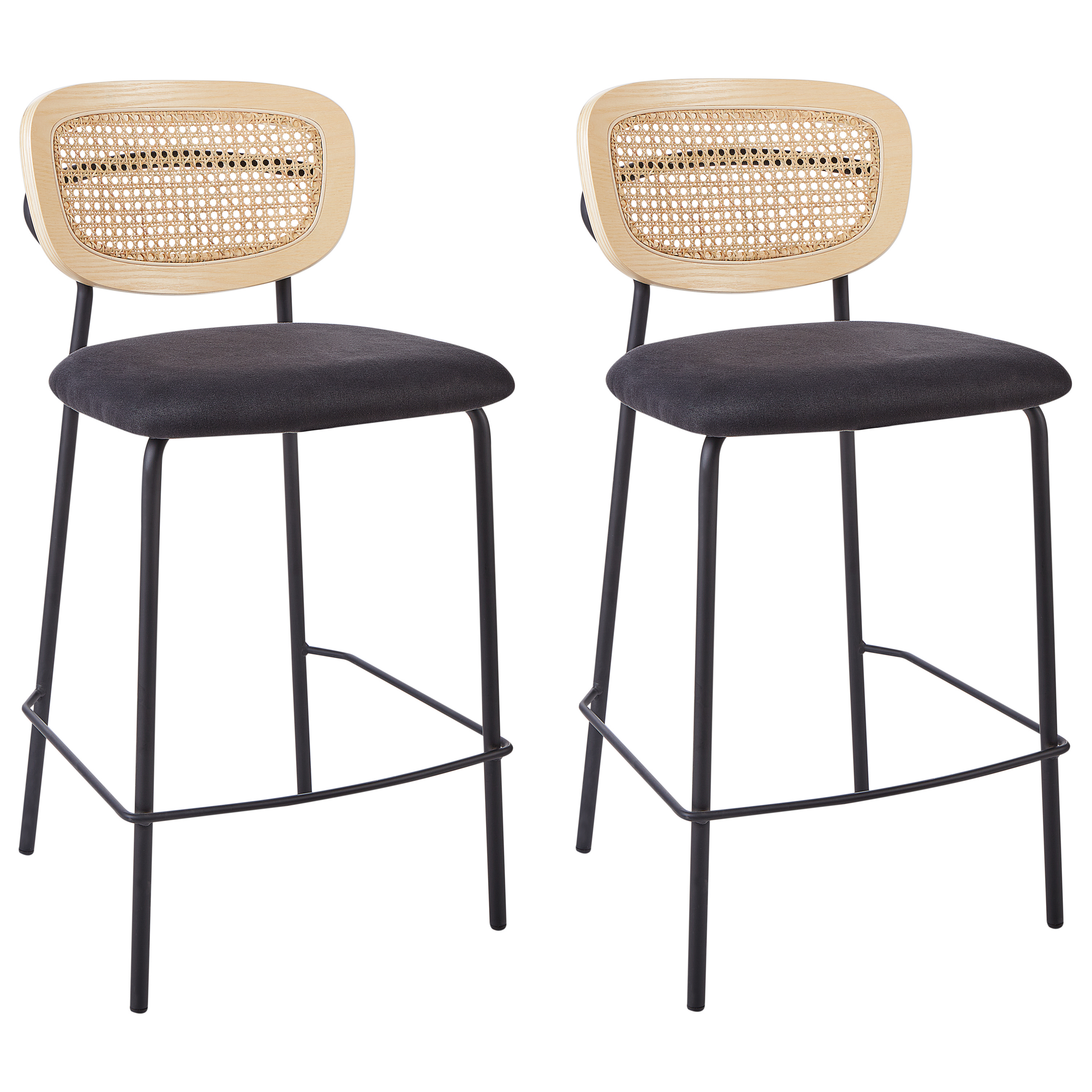 Sæt med 2 barstole MAYETTA Rattan Sort