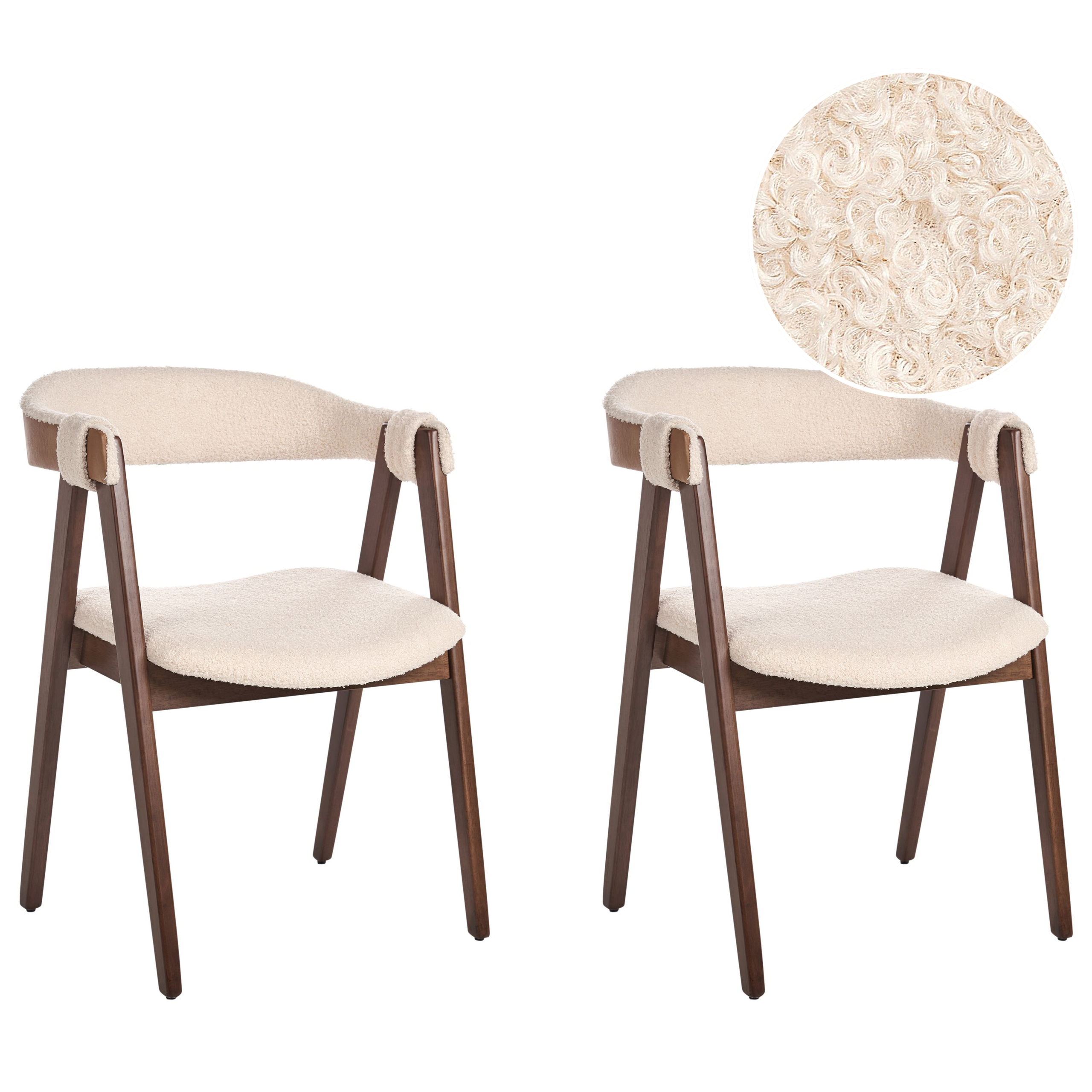 Sæt med 2 spisebordsstole DAY Boucle Mørkebrun/beige