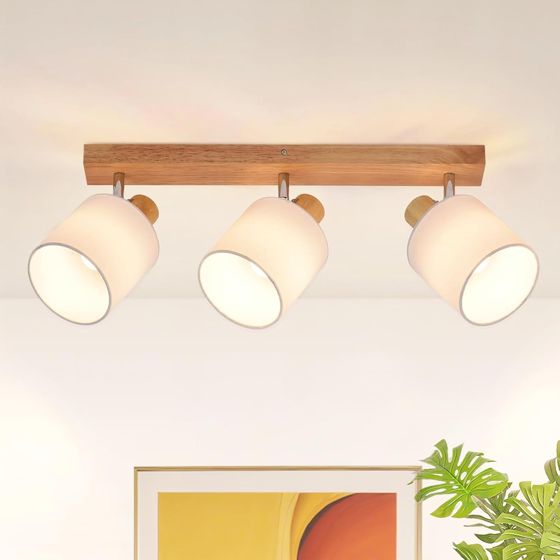 NETTLIFE 3 moderne træloftsspotlights 350° drejelig E14 MAX.25W væglampe til stue, soveværelse, køkken (uden pære)