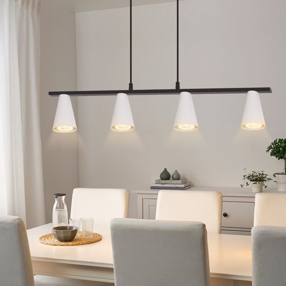 NETTLIFE pendellampe, spisebordslampe, spisebordslampe, 4 lamper Hvid, metal, GU10, sort, industriel, uden, lampe