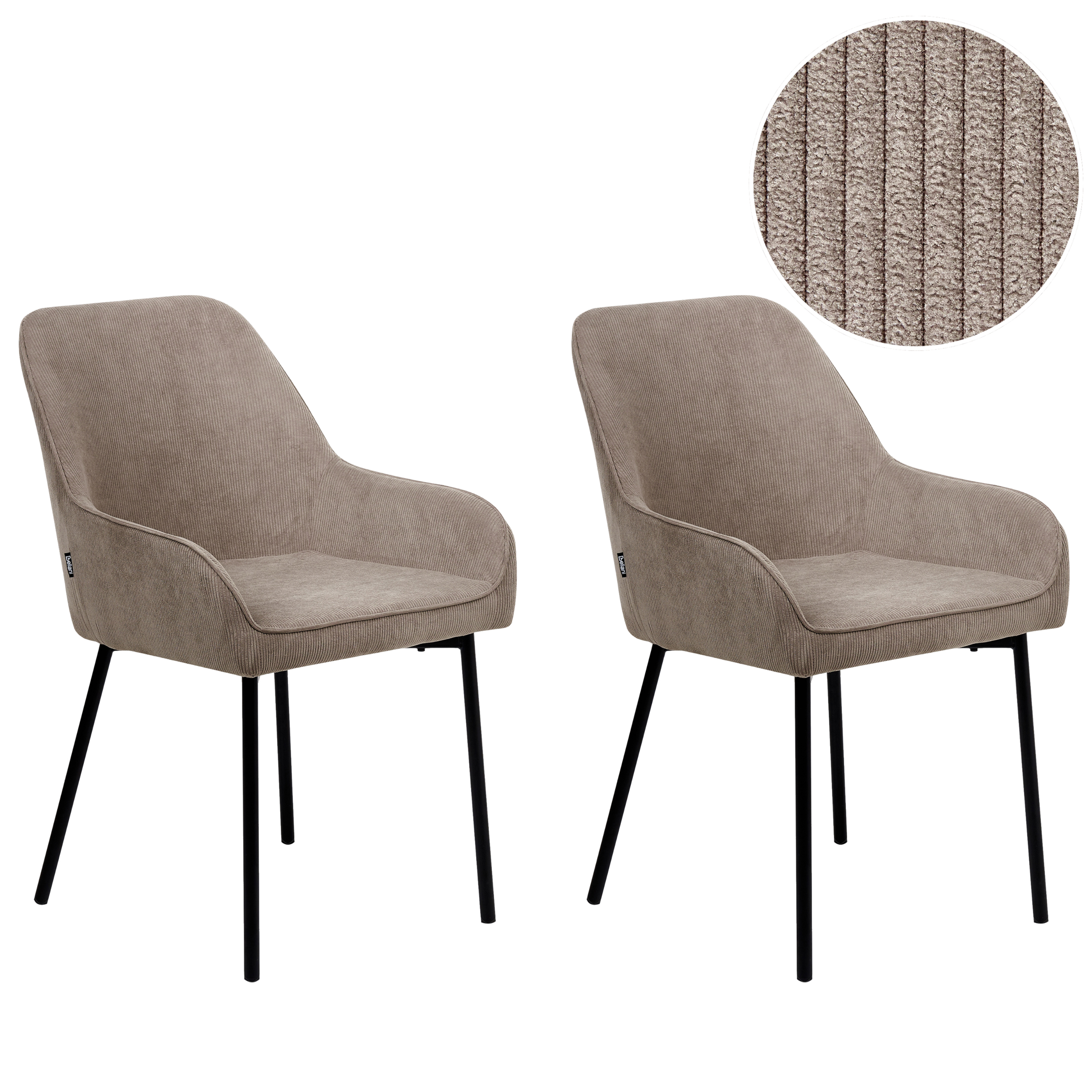 Sæt med 2 spisebordsstole LOVERNA Fløjl Beige