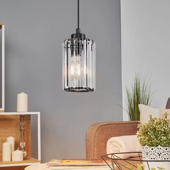 NETTLIFE moderne, sort, krystal, pendellampe, til spisebord, 1 flamme, E27