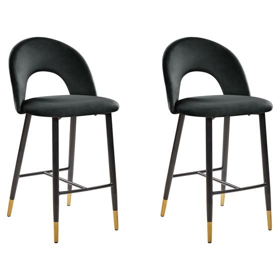 Sæt med 2 barstole FALTON Velour Sort