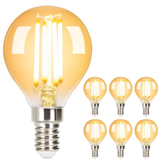 NETTLIFE 6 stk. E14 LED - pærer, vintage - lampe - G45 Retro 2700K 4W varm hvid