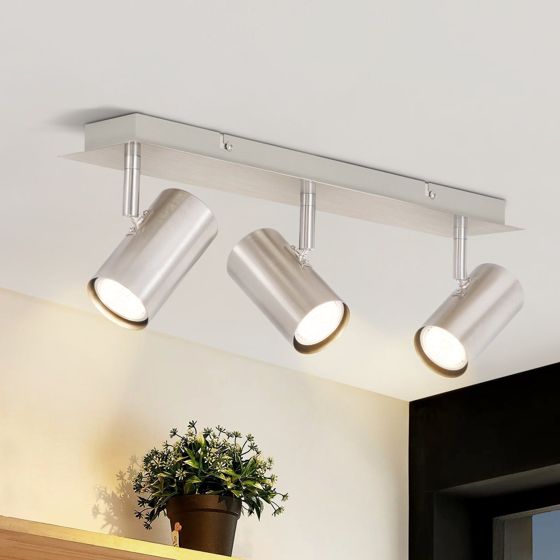 NETTLIFE 3 nikkel GU10 loftspotlights 330° drejelige til entré, stue, soveværelse