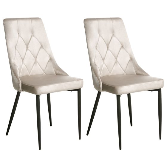 Sæt med 2 spisebordsstole AVENIR Velour Beige