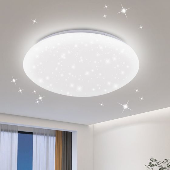 NETTLIFE LED - loftslampe, 12W 6000K, 25cm, neutral hvid, stjernehimmel - loftslampe, rund entrelampe, til børneværelse