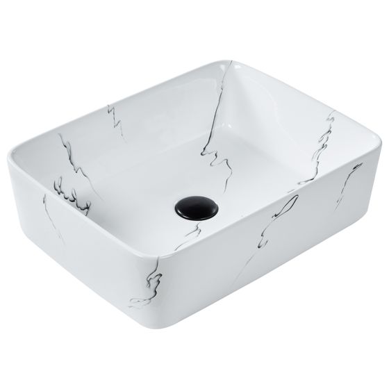 Vask til bordplade HOPI 49 x 38 cm Keramik Hvid marmor