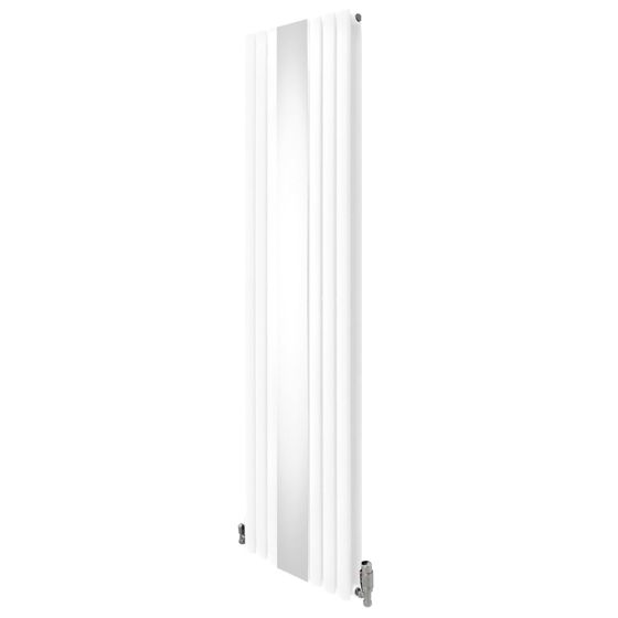 Oval spejlradiator med ventiler - 1800 mm x 500 mm - hvid