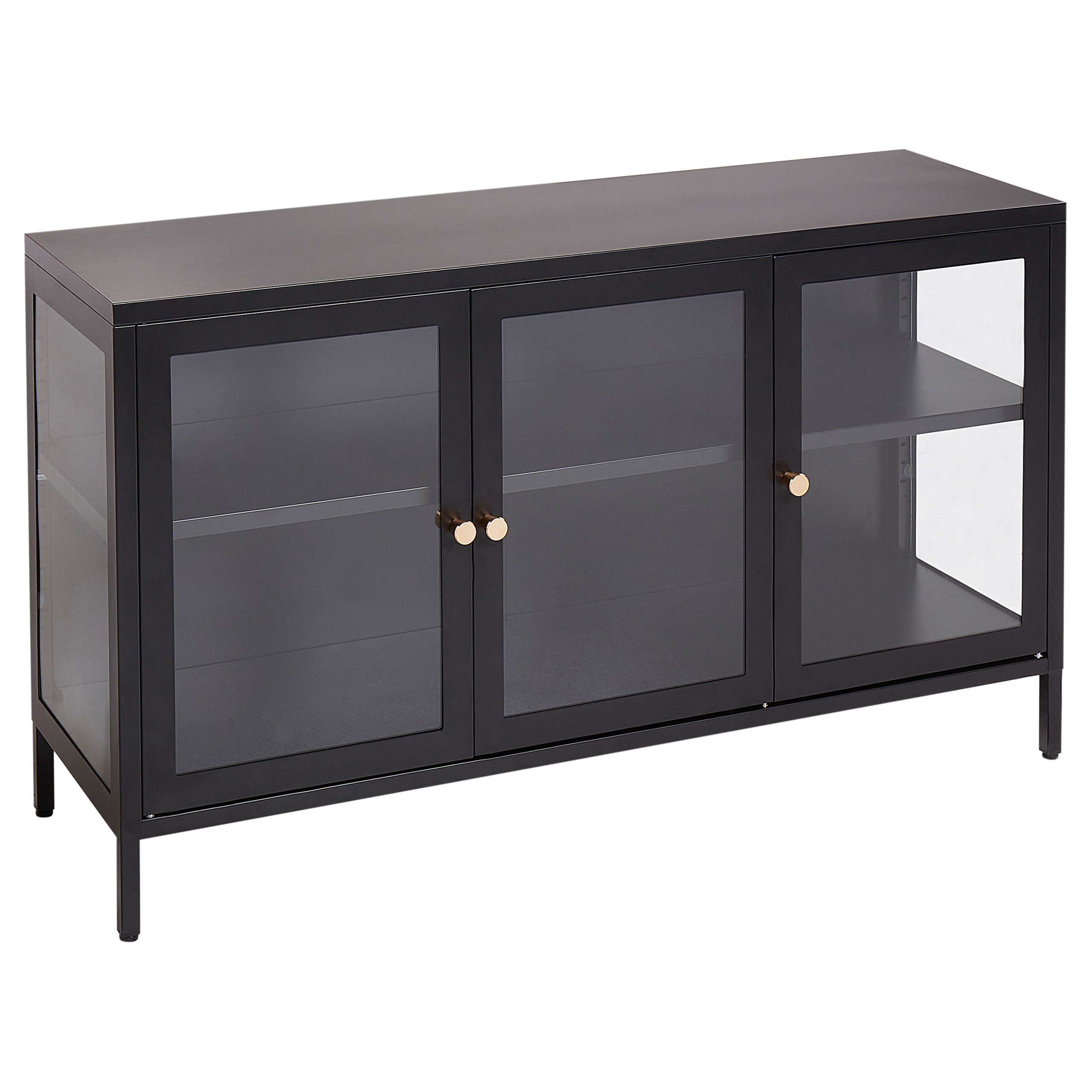Glas vitrine skænk NEWPORT 115 cm Metal Sort
