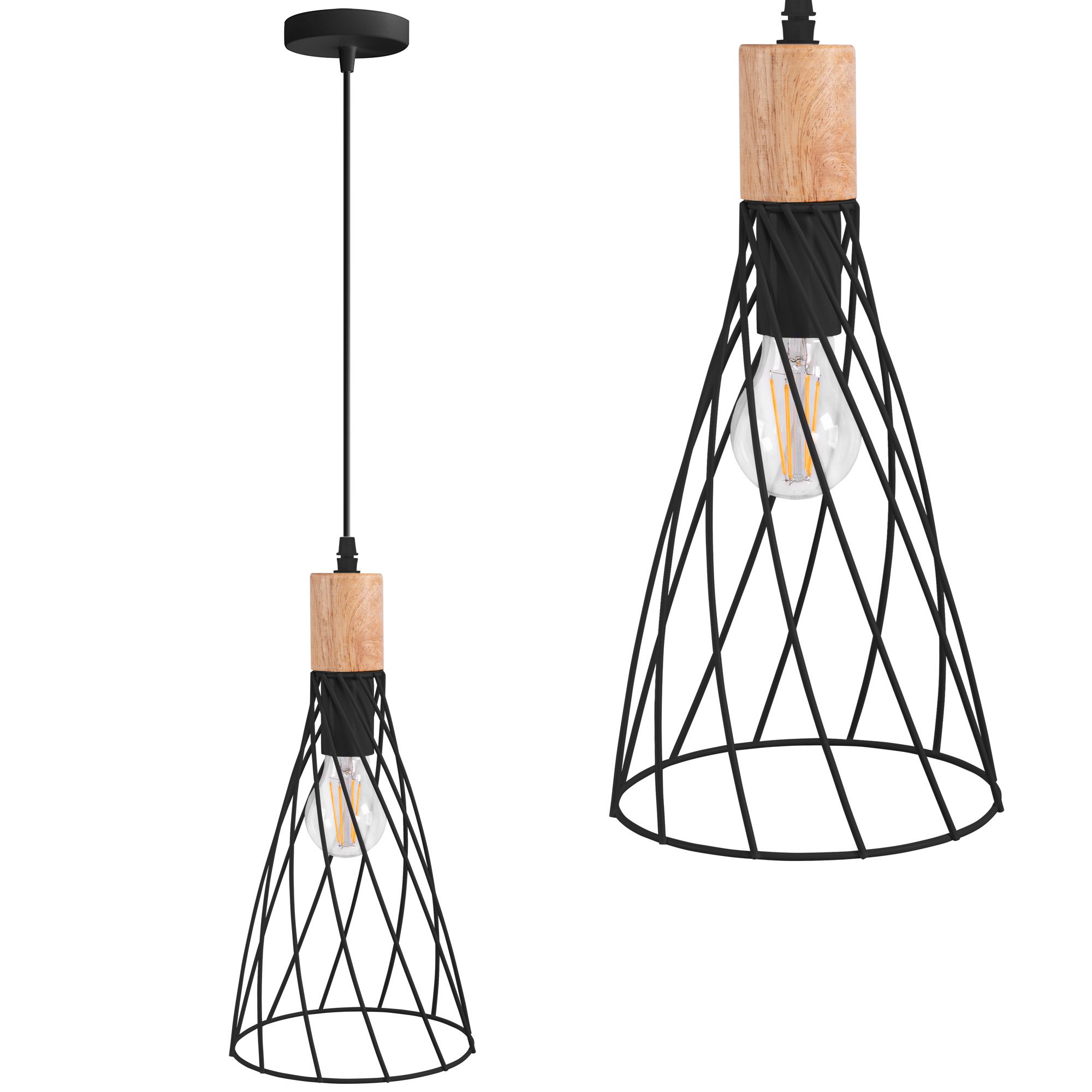 TOOLIGHT hængende loftlampe APP1268-1CP Sort 18x18x35cm